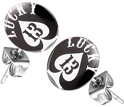Mianova Ohrringe Ohrstecker Klein Runde Platte Motivschmuck | Verspieltes Design mit farbenfrohem Aufdruck – sicherer Bügelverschluss – toller Alltagsbegleiter – schönes Geschenk für Fans