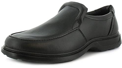 Comfisole Robin Mens Smart Shoes - Slip-On Smart Wide Fit Black School Shoe & Work Shoe. Comfortable Casual Lightweight Wide Fit Shoes for Men UK Black 9 UK