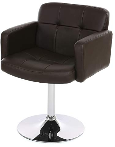 Mendler Esszimmerstuhl Orlando, Küchenstuhl Drehstuhl Stuhl, Kunstleder Chrom - braun