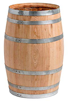 150 Liter Holzfass, neues Fass, Weinfass aus Kastanienholz geöffnet als Regenfass, Regentonne (Fass unbehandelt)