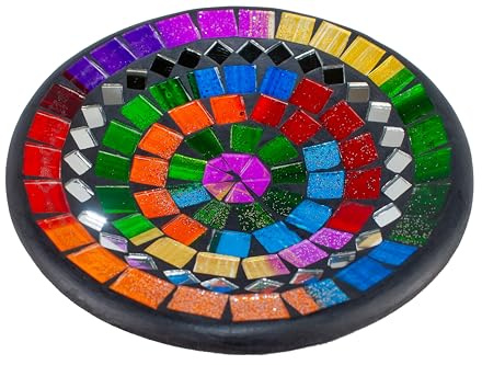 Woru Glas-Mosaik-Schale mit hintermalten Glassteinen belegt - Dekoschale 15 cm, Farbe:mehrfarbig