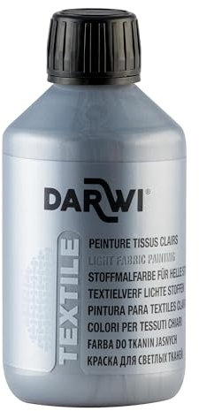 DARWI - DA0100250080C - Un flacon de Peinture Pour Tissus finition Métallique - Coloris Argent - 250 ML - DARWI TEXTILE - Loisirs Créatifs - Activité Manuelle - Bricolage
