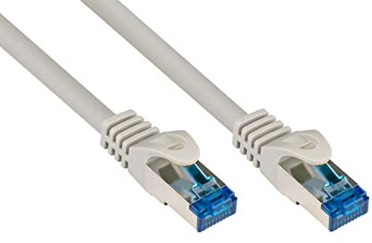 Good Connections® SmartFlex - Cable de red (cat. 6A, 20 m, muy flexible, corto y de 10 Gigabit, conector de cobre, protección de clip de enganche, S/FTP PiMF, sin halógenos, LSZH, 500 MHz, color gris