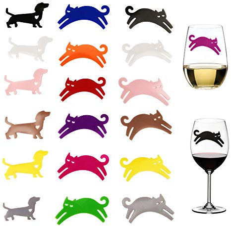 18 Piezas Marcador de Vasos Copa De Vino Vidrio Marca Silicona Cup Strip Tag de Fiesta