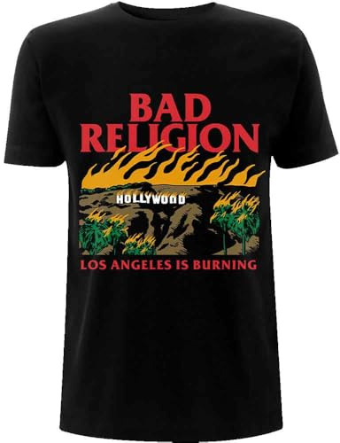 Bad Religion T Shirt Burning Schwarz Band Logo Nue offiziell Herren Schwarz XL