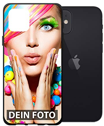 PR Print Royal Handyhülle passend für Apple iPhone 12 Mini zum Selbst gestalten mit eigenem Foto oder Text - Silikoncase Schwarz