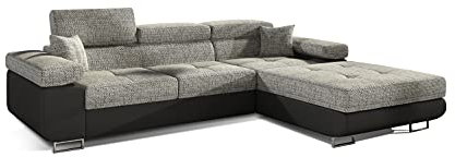 All4All Ecksofa Edith mit Schlaffunktion Bettkasten Polstersofa Sofa Couch Wohnlandschaft L-Form Links Rechts 23 (Berlin01+Soft11, Rechts)