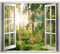 murando 3D WANDILLUSION Wandbild Landschaft Fototapete Poster XXL Fensterblick Vlies Leinwand Panorama Bilder Dekoration Wald Bäume Sonne 140x100 cm c-C-0032-c-a