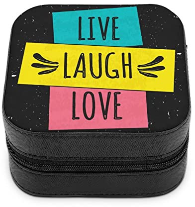 Reise-Schmucketui Bunte Worte Leben Lachen Liebe Schmuckaufbewahrungsbox Für Mädchen Damen