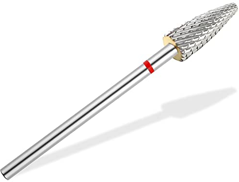 HM-Fräser Bit Zapfenform aus Hartmetall mit Feiner Kreuzverzahnung Nagelpflege Nailart Aufsatz für Acryl und Gelnägel Maniküre Pediküre Schleifer für Arbeiten an Händen und Füßen