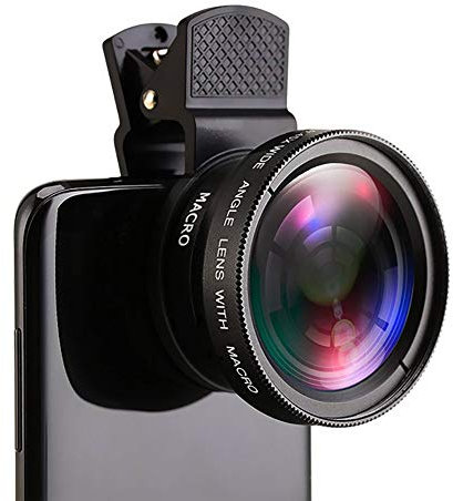 Lseqow Objectif de téléphone portable, 2 fonctions, objectif grand angle 0,45 x et objectif macro HD pour iPhone Android Phone