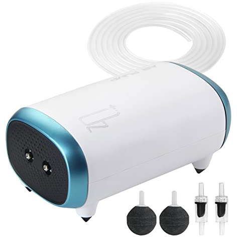 BAITAI Aquarium Air Pump,Adjustable Oxygen Aerator Pump with Dual Outlet,Completely Accessories for 50-300L Fish Tank (6W)