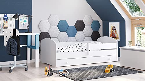 MEBLEKO LUK - Cama para niños con barandilla y cajón, 160 x 80 cm