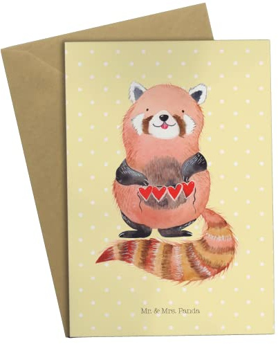 Mr. & Mrs. Panda Grußkarte Roter Panda - Geschenk, Herz, einladungskarten, Rot, weihnachtskarten, Liebe, Liebling, osterkarte, glückwunschkarten, Lieblingsmensch, Lustige Sprüche, Grußkarten
