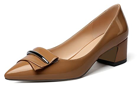 Elashe Damen Pumps 2'' Blockabsatz Hochzeit Schuhe Braun EU40