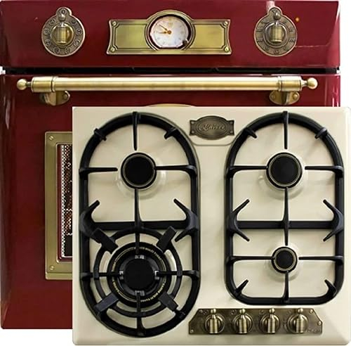 Kaiser Set EH 6355 RotEm + KG 6325 ElfEm Turbo, set da forno elettrico, autark, 79L, forno da incasso, 8 funzioni + piano cottura a gas retrò 60 cm, smaltato nero, propano/naturale