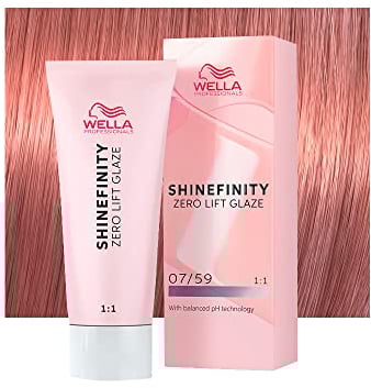 Wella Shinefinity Strawberry Wine 07/59 Mittelblond Cendrè Mahagoni, 60 ml, demipermanente Haarfarbe