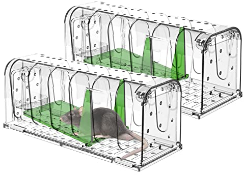 Cuteefun Trampas para Ratones, 2 Piezas Trampa Ratas, Ratoneras para Atrapar Ratones Reutilizables, Ratonera Efectiva y Altamente Sensible, Mouse Trap para Cocina, JardíN, Hogar, Las