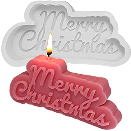 Pomurom Silikonformen Weihnachten Silicon Mold Resin, Merry Silikonform Weihnachtsbaum Frohe Weihnachten Gipsguss Weihnachtsduftkerze Klein, Silikonformen Für Beton Epoxidharz Kerzen Gießen