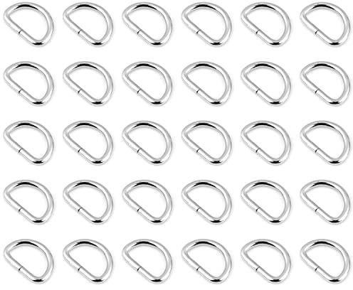 SolaDirect 30 Pcs Buckles Set for 40 mm / 1.57 Webbing Strap, 30 x D Rings, Metal, Silver, Bag Making, Accessories, Straps, DIY, Crafts