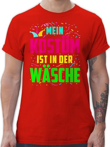 T-Shirt Herren - Karneval & Fasching - Mein Kostüm ist in der Wäsche I Fastnacht I Fasnacht I Fasnet - 4XL - Rot - faschingsshirt Faschings bunt Shirt Oberteil Faschings-t-Shirt Karnevals Motto