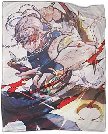 ELGISI Demon Slayer Decke, Kamado Tanjirō 3D Kuscheldecke Sofadecke Bettüberwurf Erhältlich Decke Tagesdecke Decke Für Sofa Und Bett Falten-beständig Schmusedecke 60x80inch(150x200cm)