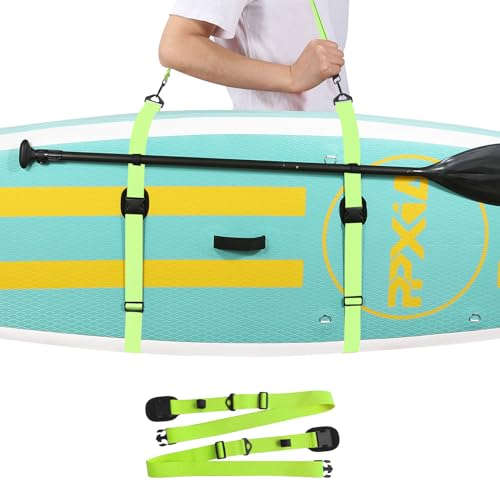 PPXIA Surfboard Tragegurt Paddelboard Carry Strap, Schultergurt für Surfbretter, Paddleboards, Longboards, Kajak, und Kanu, SUP Board Zubehör Tragegurt mit Paddelhalter