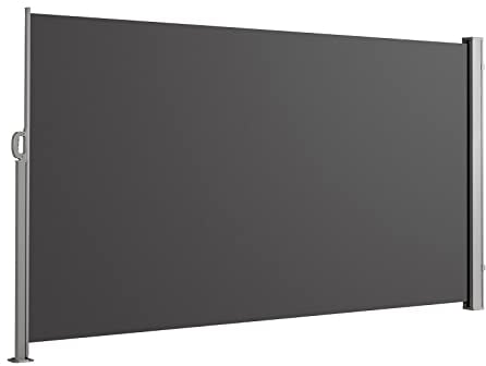 SVITA Seitenmarkise ausziehbar Sichtschutz Balkonmarkise Sichtschutz Sonnenschutz UV50+Terrasse 300x160cm Dunkelgrau