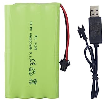 ZYGY 9.6V 2800mah AA Batterie Rechargeable avec SM-2P Plug avec câble de Chargement USB pour Voitures RC Camions Chars Véhicules d'Ingénierie Bateaux Jouets électriques Batteries Rechargeables