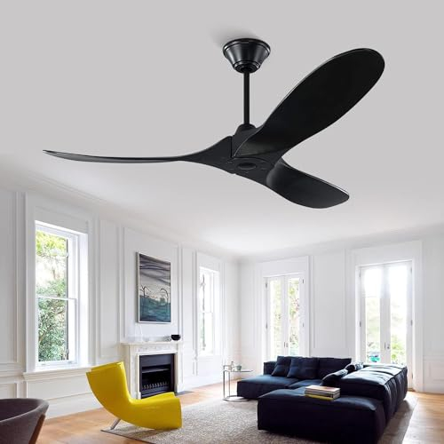 XSGDMN Ceiling Fan Without Light, 70 Inch Large Wooden Modern Ceiling Fans with Remote Control, 3 Blade 6 Speed 4 Timer Reversible Noiseless DC Motor, Indoor/Outdoor