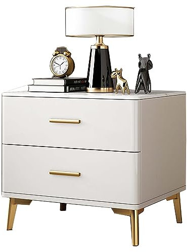 YSUEFIJO Table de Chevet en Bois, Table de Nuit Moderne, Table d'Appoint de Rangement, Armoire de Lit, Tiroir Coulissant, Pied en Métal, pour Salon, Bureau, Chambre