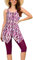 Ecupper Damen Tankini Set Badekleid Blumen Muster Badeanzug mit Shorts Swimsuit Übergröße Fuchsie 3XL