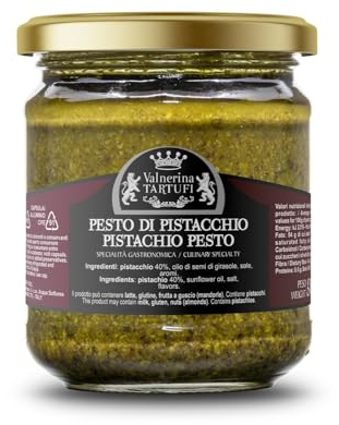 Valnerina Tartufi Pesto al Pistacchio | Salsa per Bruschette e Antipasti, Sugo Pronto Condimento per Pasta | Specialità Gastronomica | Vasetto 180 gr.