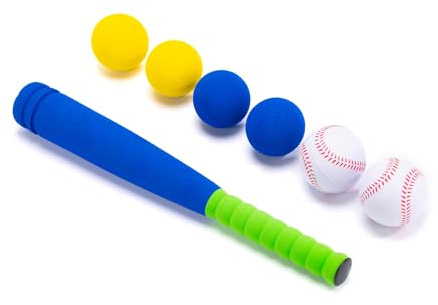 CeleMoon 16.5 Inch [Mini Size] Soft Kids Foam Baseball Bat Toy Set with 6 Balls, Gift for Toddler Age 3 Years Old Indoor Outdoor Sport T Ball Bat Playing Sport Game (Blue)