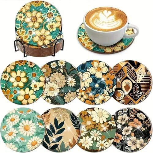 Generic Posavasos para Pintura de Diamantes, 8 Unidades de Posavasos para Adultos con Pintura de Diamantes 5D,Tazas de Pintura de DiamantesManualidades, Arte, Mandalas, DIY