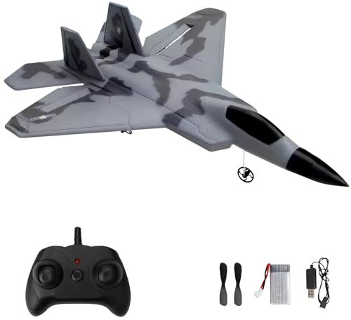 OpenRC – RC Avion Télécommandé F22 – Avion de Chasse Radiocommandé – Jouet Planeur Téléguidé Polystyrene Incassable Effet Lumière – Cadeau Jouet Enfant Adulte Garçon Fille – Hélice Batterie Chargeur