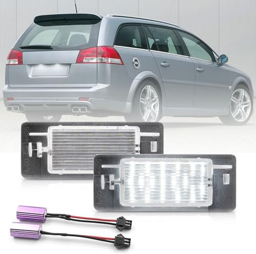 BHZNGD 2 Stück Kennzeichenbeleuchtung, kompatibel mit Opel Vectra C Kombi 2002-2008, 12 V, 6000 K, weiße, fehlerfreie Rückleuchten