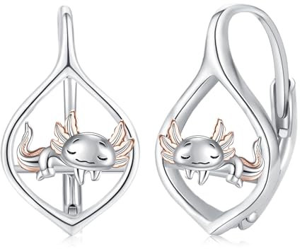 StoryMidir Axolotl Ohrringe für Frauen - 925 Sterling Silber - Hypoallergen - Hänger - Post Fassung - 2 Count