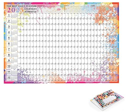 Wandposterkalender 2025, Jahresplaner 2025-2025 faltbarer Kraftpapierkalender für die Wand,Multifunktionaler Wandplaner im Querformat, Jahreskalender für Lehrer, Schüler, Mitarbeiter