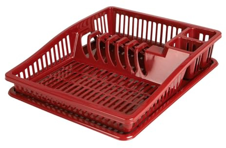 Urban Living Sonoma Geschirrkorb mit Tablett, 38,5 x 31 x 8 cm, Ruby Wine