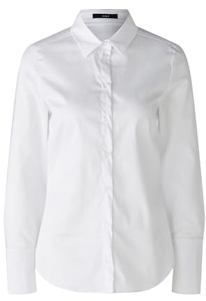 Oui Damen Hemdbluse ANUYA Baumwollmischung tailliert geschnitten Uni Business, Festlich, Freizeit Rundhals Hemdblusenkragen Baumwollmischung