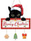 LHIUEM Holzschilder mit schwarzer Katze, 4 Stück, 30,5 x 40,6 cm, lustiges Katzenornament für Weihnachtsbaumspitze, Schneeflocke, Klingelglocke, zum Aufhängen an Wand, Zimmertür