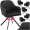 tectake® 6 x Esszimmerstuhl drehbar, Armlehnstuhl drehbar, ergonomischer Stuhl Samt, Stühle für Esszimmer, Möbel für Wohnzimmer, Arbeitszimmer, Esstisch, Schminktisch - 6er Set - schwarz/schwarz
