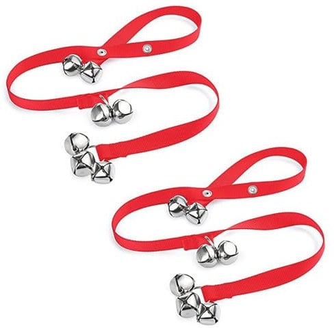 Dog Training Bells for Hanging on Door Knob, 2 Pieces Puppy Toilet Training Bell with Loud Jingle with Adjustable Strap, Pet Potty Training DoorBells (Red)