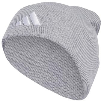 adidas Unisex New Logo Beanie Cuff, Light Grey Heather/White, S