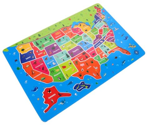 BESTonZON Map Puzzle Toy Ealry Educational Puzzle Puzzle Children Jigsaw Puzzles Map of The United States United States Map World Map Puzzles Ages 5-8 Kid Toys Wooden