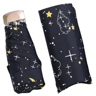 Holibanna 1pièce Parasol Anti-uv Pliable Ultra-léger Ribs Vinyle Pour Soleil Et Pluie Petit Modèle Compact Noir