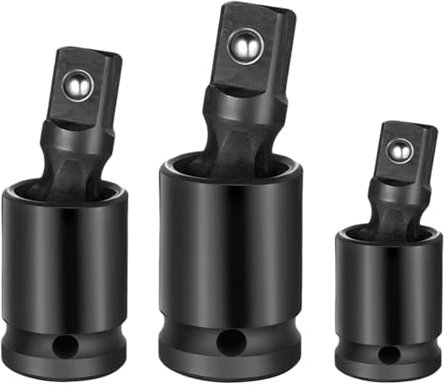 Swivel Socket Set, 3-Piece Impact Universal Joint Socket Swivel Set - Ball Spring Design 1/4, 3/8 and 1/2 Drive, U-Joint Sockets Swivel, Can Cooperate With Electric Wrench, Ratchet Wrench and Manua