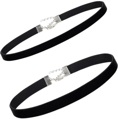 KWKPR 2 Pezzi Girocolli Collane Choker in Velluto Girocollo di Nastro Nero per Donne Ragazze, Stretch Collare Tatuaggio Collana Collare Stile