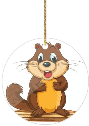 2024 Weihnachtsbaumschmuck Acryl Weihnachtsbaum Hängende Anhänger Cartoon Animierter Biber Weihnachtsbaum Dekorationen für Xmas Familie Party Urlaub Dekorativ